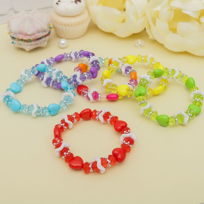 Браслет детский "Выбражулька", лепестки, цвет микс