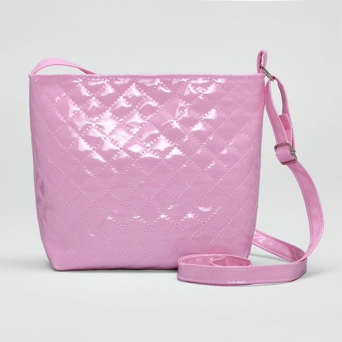 Сумка детская, отдел на молнии, лак, цвет розовый
