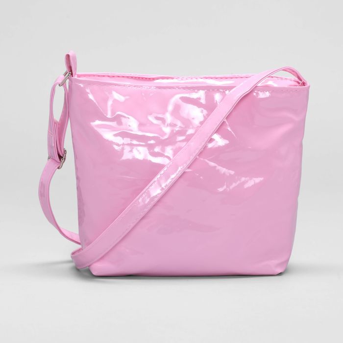 Сумка детская, отдел на молнии, лак, цвет розовый