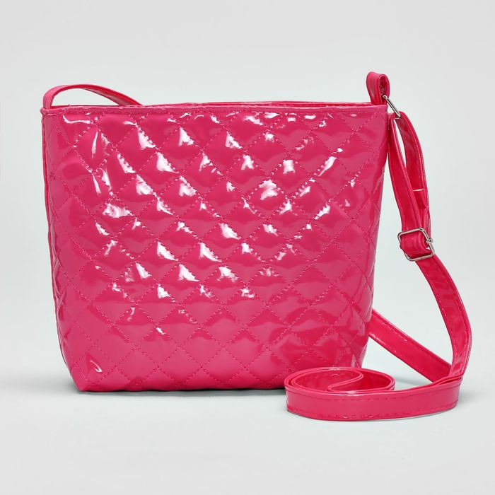 Сумка детская, отдел на молнии, лак, цвет малиновый