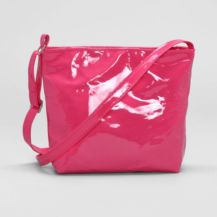 Сумка детская, отдел на молнии, лак, цвет малиновый