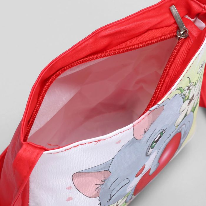 Сумка детская «Котик», отдел на молнии, цвет красный