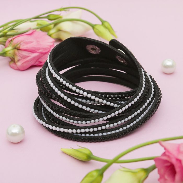 Браслет кожа "Гавайский", 6 нитей, цвет чёрный