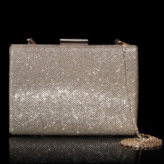 Клатч женский "Блеск", отдел на фермуаре, цвет золотой