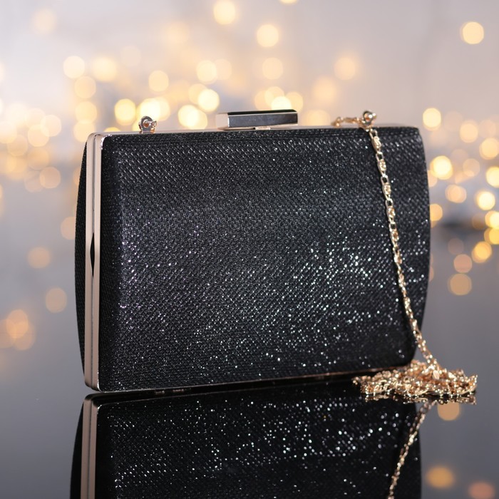 Клатч женский "Блеск", отдел на фермуаре, цвет чёрный