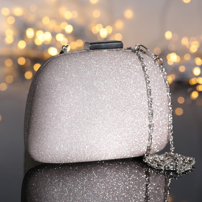 Клатч женский, отдел на фермуаре, длинная цепь, цвет жёлтый