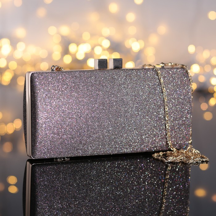 Клатч женский, отдел на фермуаре, длинная цепь, цвет кофе