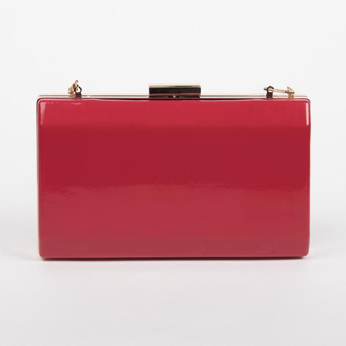 Клатч женский «Элегантность», отдел на рамке, длинная цепь, цвет красный