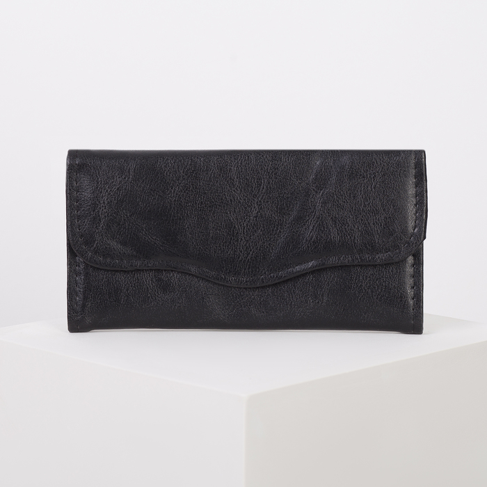 Кошелёк женский на клапане, 2 отдела, для монет, цвет чёрный