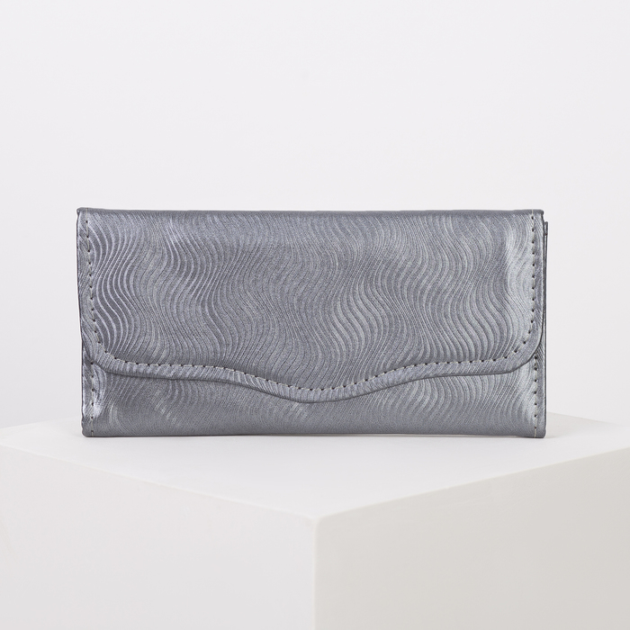 Кошелёк женский на клапане, 2 отдела, для монет, цвет серый