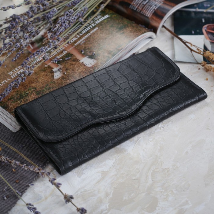 Кошелёк женский на клапане, 2 отдела, для монет, цвет чёрный