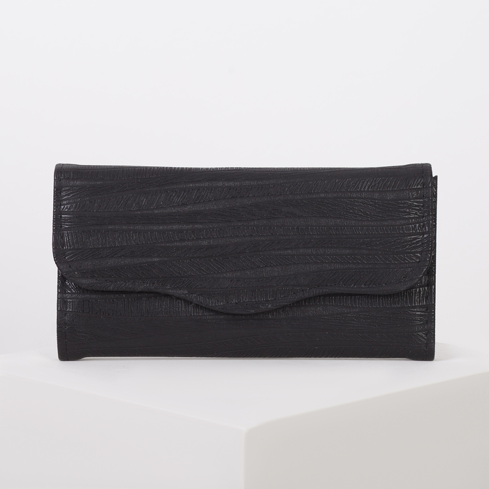 Кошелёк женский на клапане, 2 отдела, для монет, цвет чёрный