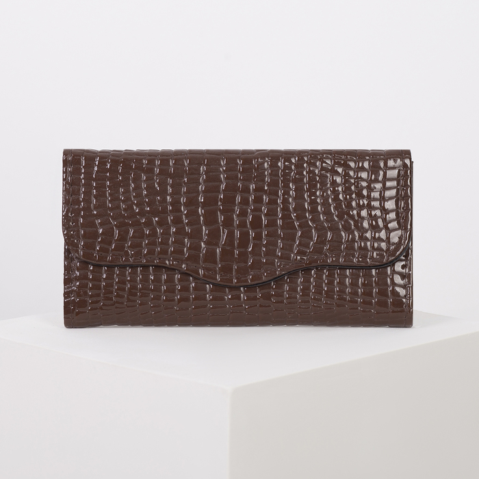 Кошелёк женский на клапане, 2 отдела, для монет, цвет коричневый