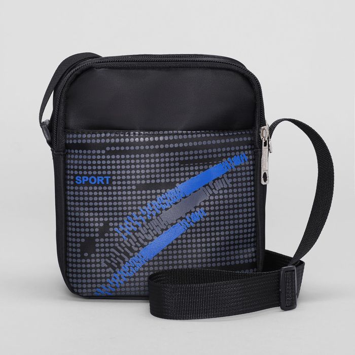 Сумка мол Точка, 14*7*17, 2 отд, н/карман, регул ремень, черный/синий