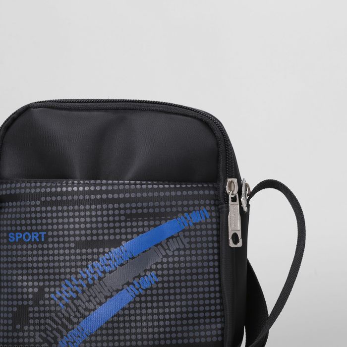 Сумка мол Точка, 14*7*17, 2 отд, н/карман, регул ремень, черный/синий
