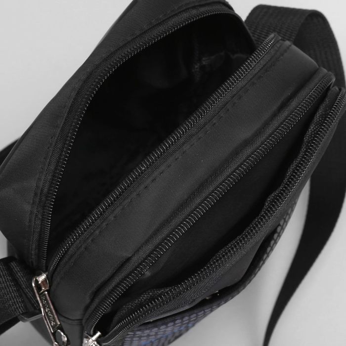 Сумка мол Точка, 14*7*17, 2 отд, н/карман, регул ремень, черный/синий