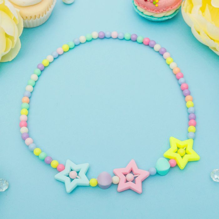 Бусы детские "Выбражулька" бусинки в звездах, цвет микс