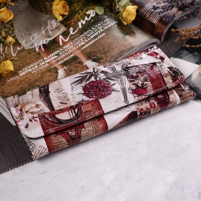 Кошелёк женский на клапане, 2 отдела, отдел для монет, цвет бежевый