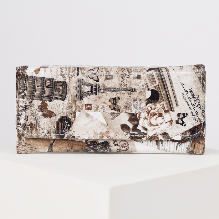 Кошелёк женский на клапане, 2 отдела, отдел для монет, цвет коричневый