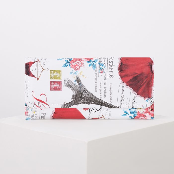 Кошелёк женский на клапане, 2 отдела, для монет, цвет белый/разноцветный