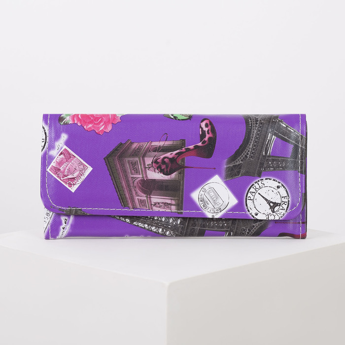 Кошелёк женский на клапане, 2 отдела, для монет, цвет фиолетовый