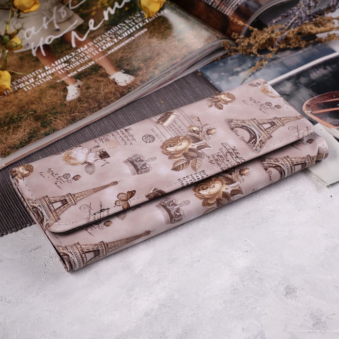 Кошелёк женский на клапане, 2 отдела, для монет, цвет бежевый