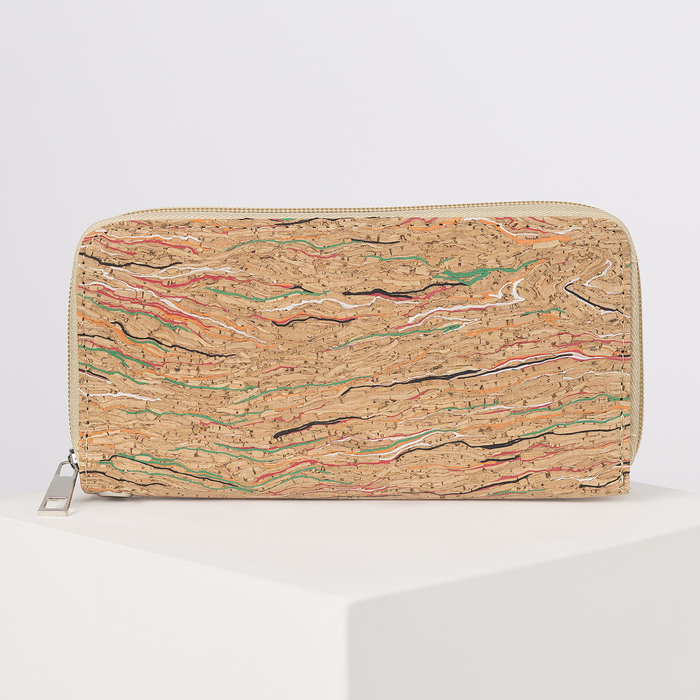 Кошелёк женский на молнии, 2 отдела, отдел для монет, карт, цвет бежевый