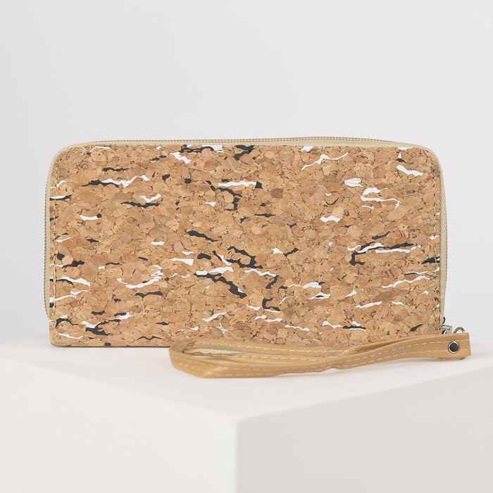 Кошелёк женский на молнии, 2 отдела, отдел для монет, карт, цвет бежевый