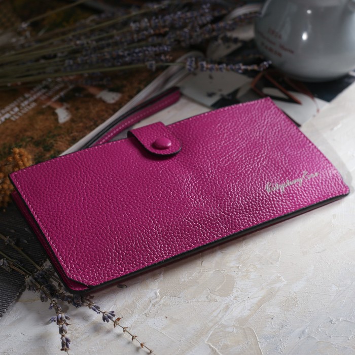 Кошелёк женский на кнопке, 1 отдел, отдел для карт, наружный карман, цвет розовый