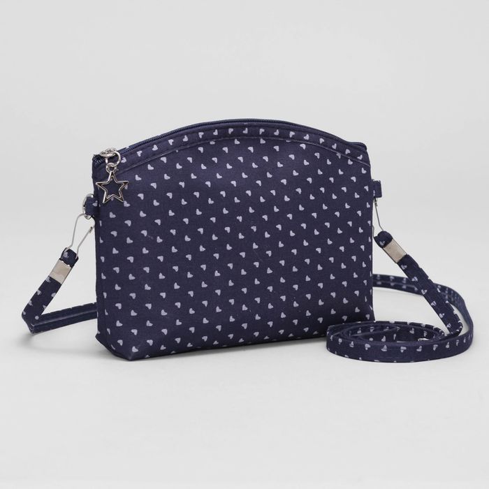 Сумка детская "Сердца", отдел на молнии, длинный ремень, цвет синий