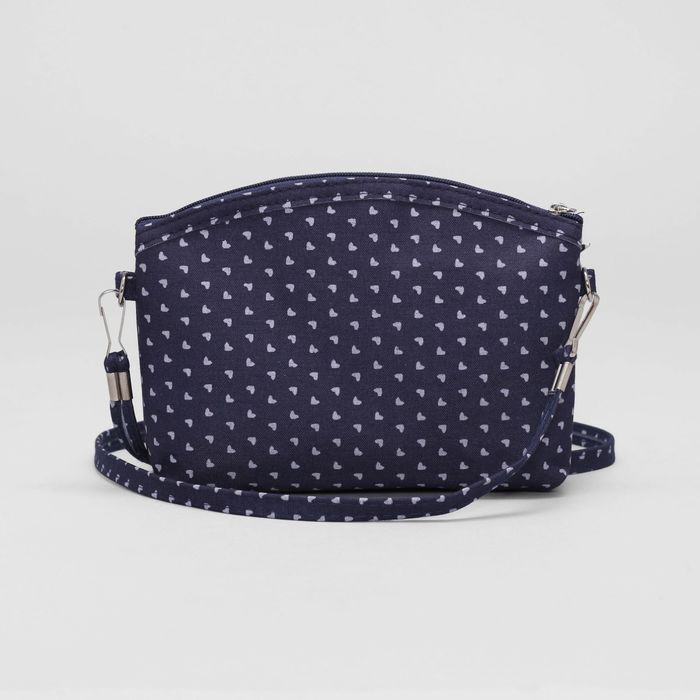 Сумка детская "Сердца", отдел на молнии, длинный ремень, цвет синий
