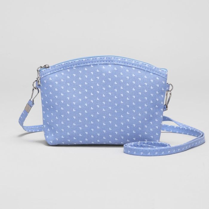 Сумка детская "Сердца", отдел на молнии, длинный ремень, цвет голубой