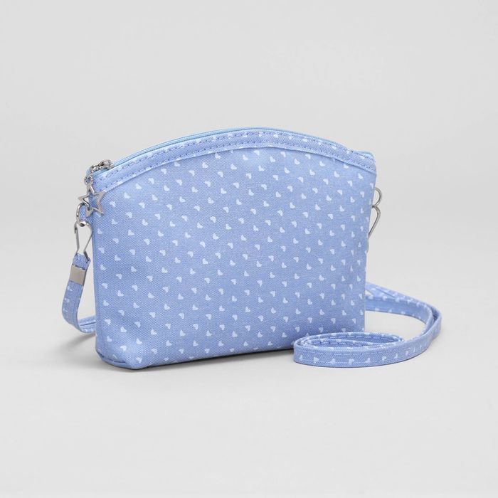 Сумка детская "Сердца", отдел на молнии, длинный ремень, цвет голубой