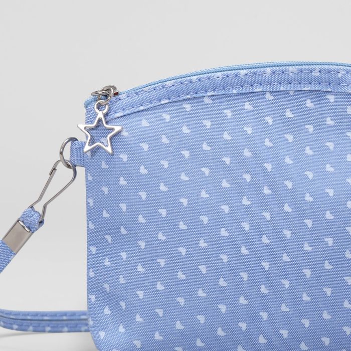 Сумка детская "Сердца", отдел на молнии, длинный ремень, цвет голубой