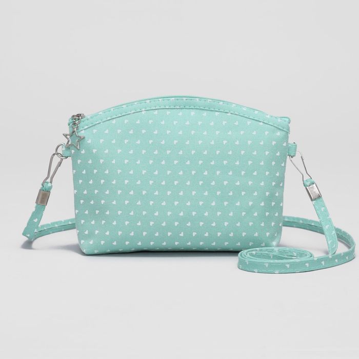 Сумка детская "Сердца" отдел на молнии, длинный ремень, цвет зелёный