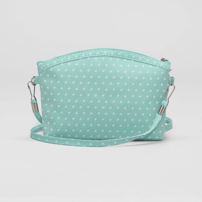 Сумка детская "Сердца" отдел на молнии, длинный ремень, цвет зелёный