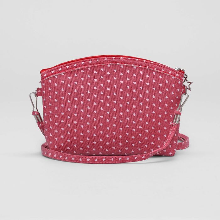 Сумка детская "Сердца" отдел на молнии, длинный ремень, цвет красный