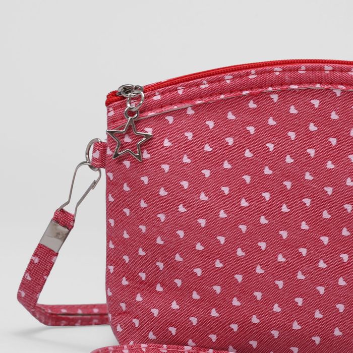 Сумка детская "Сердца" отдел на молнии, длинный ремень, цвет красный