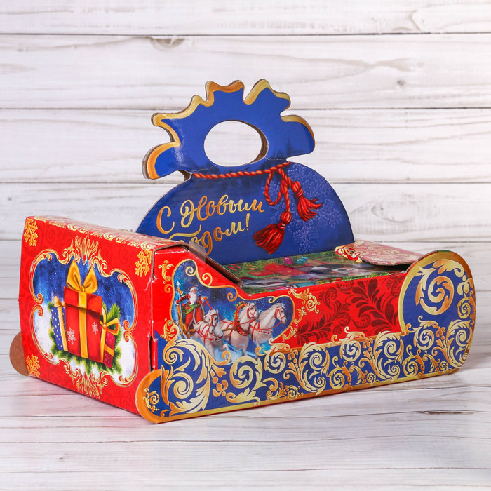 Коробка складная «Собачка на санях», 23,5 х 14,5 х 18 см