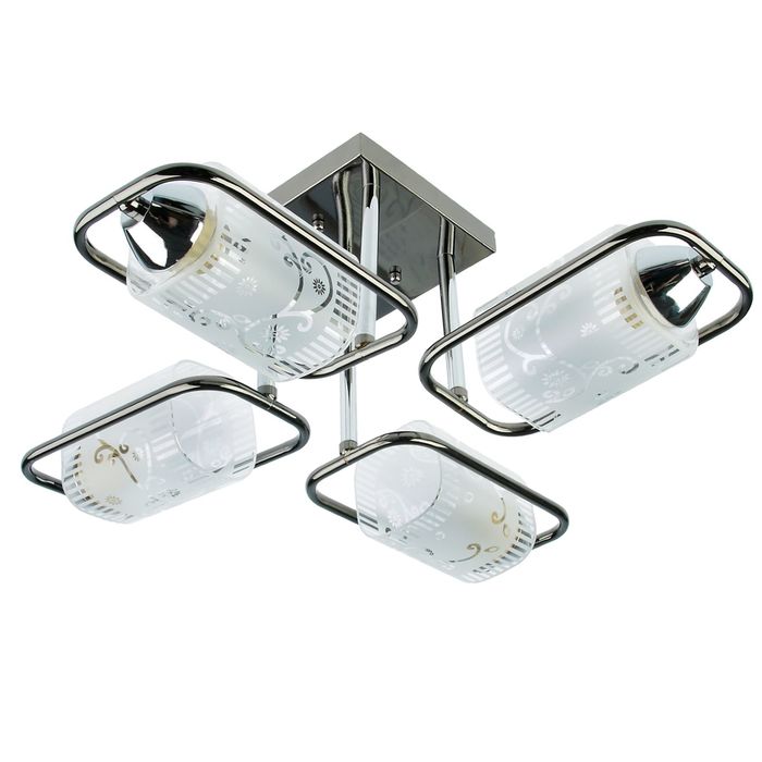 Люстра "Мираж", 4x60W, E27, чёрный хром, 40x40x20 см