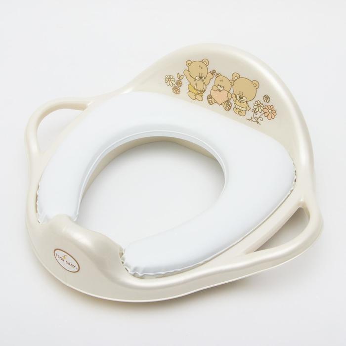 Детская накладка на унитаз мягкая «Мишки» с ручками, антискользящая, цвет белый