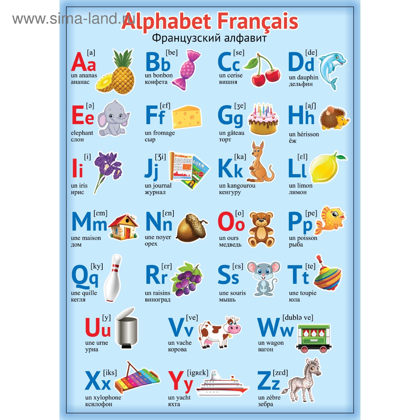 Французский алфавит для детей с транскрипцией