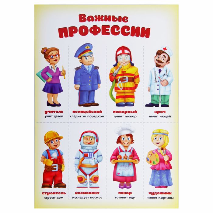 Обучающий плакат "Важные профессии" А4