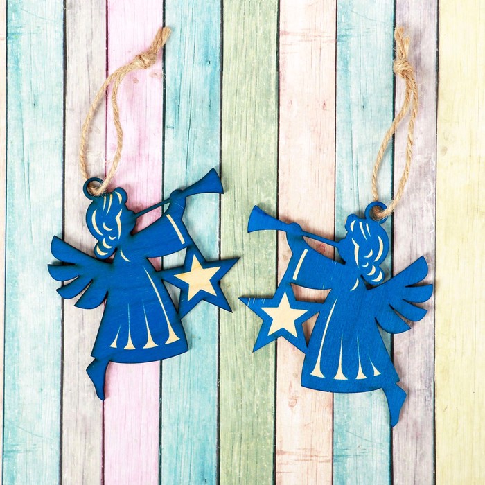 Подвеска новогодняя с цветным принтом "Ангелочек" 2 шт.