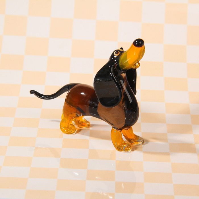 Сувенир из стекла миди "Такса", микс, 8 х 2 х 5,5 см