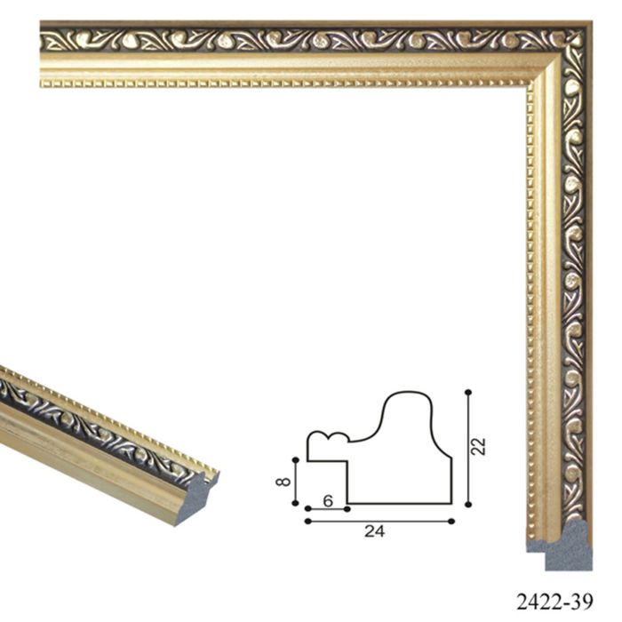 Багет пластиковый 24мм*22мм*2.9м (Ш*В*Д) 2422-39 жёлтый/золотой