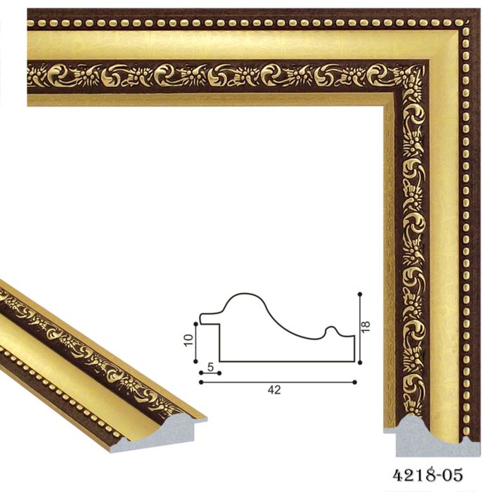 Багет пластиковый 42мм*18мм*2.9м (Ш*В*Д) 4218-05 золотой/ коричневый