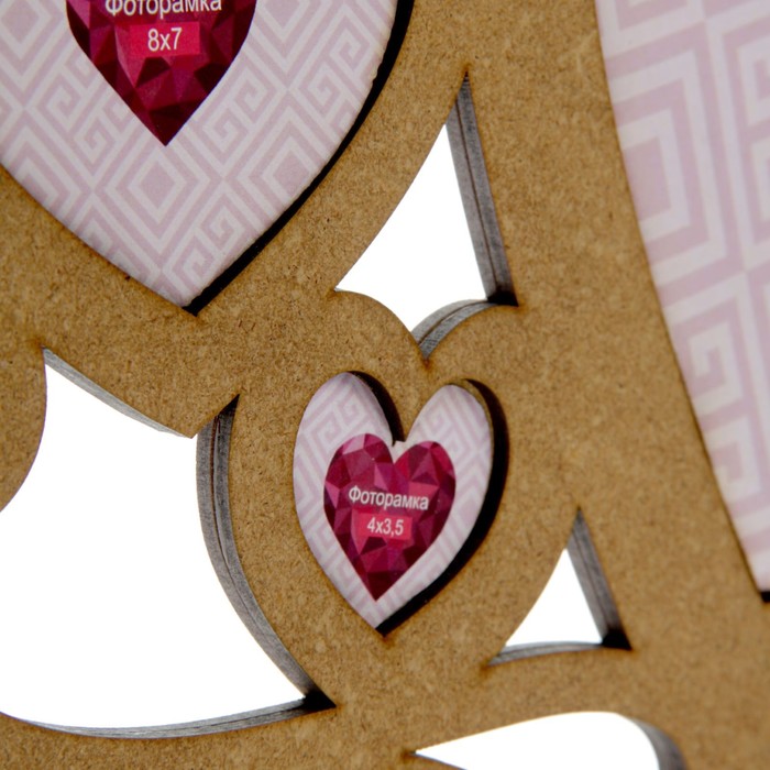 Фоторамка на 5 фото 20х18 см, 8х7 см, 4х3,5 см "Любимой" неокрашенная МИКС 40х36,1 см