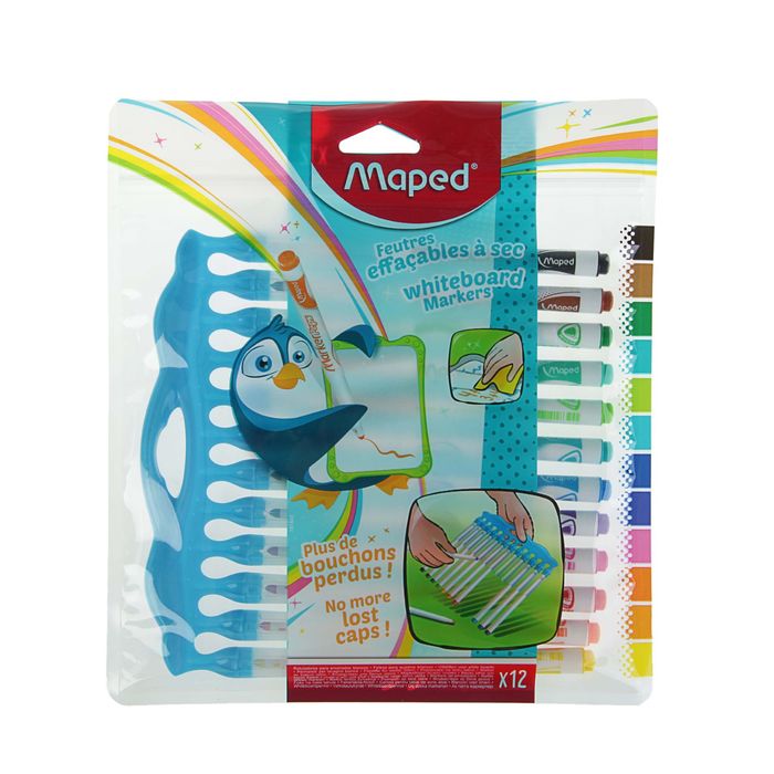 Набор маркеров для доски 12 цветов 1.5 мм Maped Marker Pep'S Innovatio, футляр на молнии