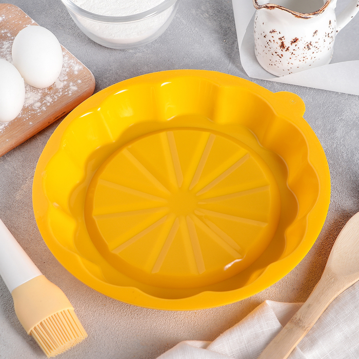 Форма для выпечки "Круг. Дольки" 25х25х4 см, цвета МИКС